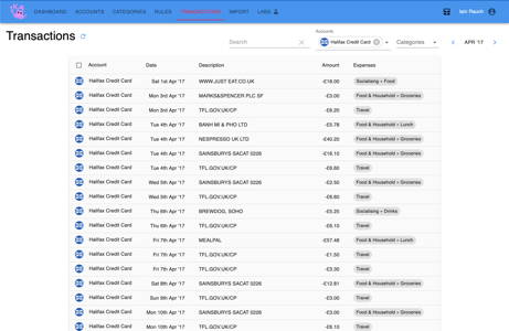 Accounts Tool Transactions Screenshot