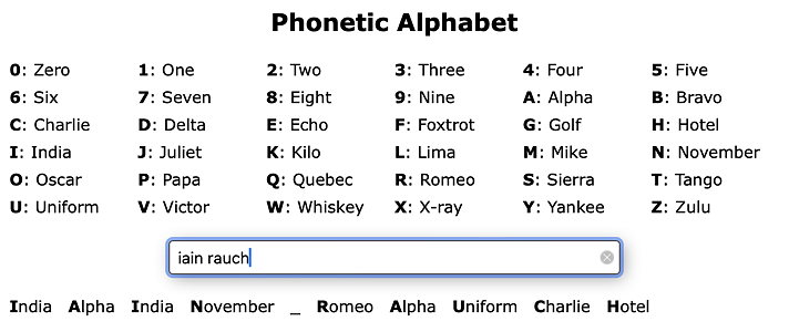 Phonetic Alphabet Screenshot