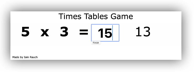 Times Tables Game Screenshot